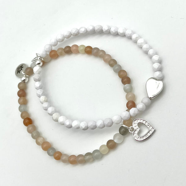 Mondstein Armband mit Herz