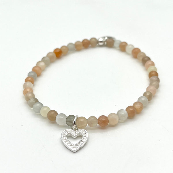 Mondstein Armband mit Herz