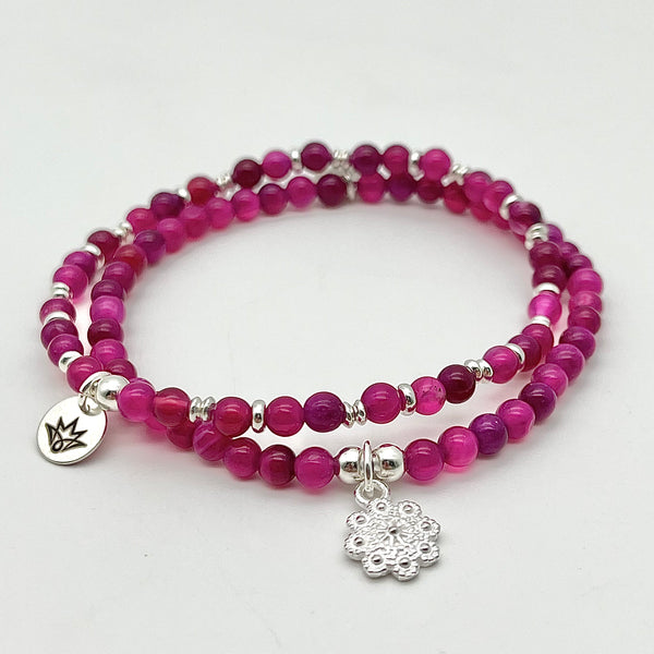 Armband Set aus Pink-Achat