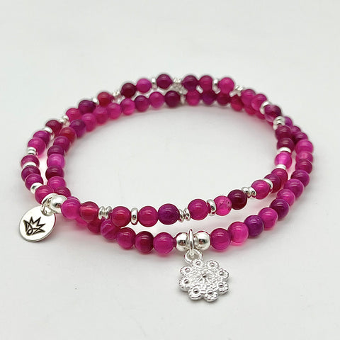 Armband Set aus Pink-Achat