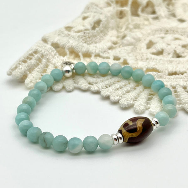 Amazonit Armband mit Tibet-Achat