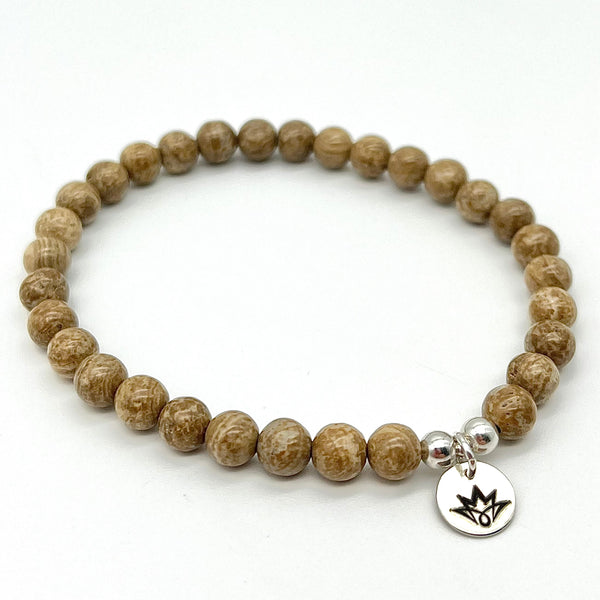 Edelsteinarmband aus beigen Aragonit Steinen