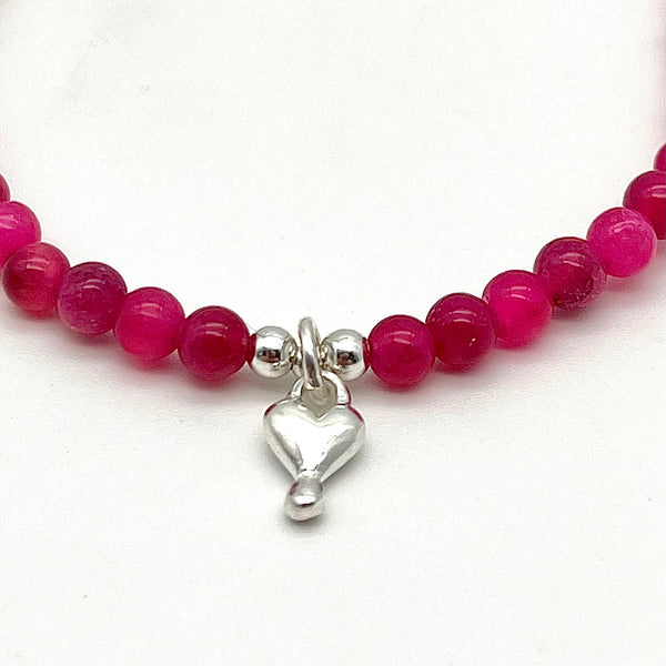 Achat-Pink Armband mit Herz