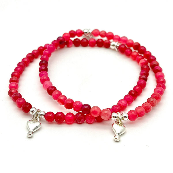 Achat-Pink Armband mit Herz