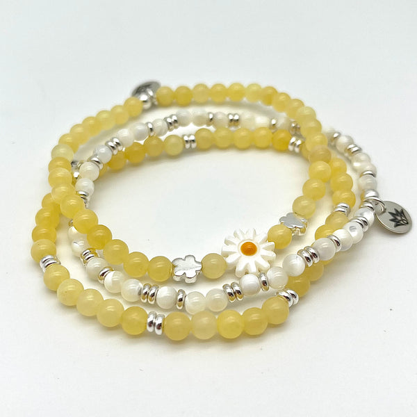 Calzit Armband mit Gänseblümchen