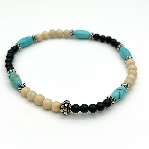 Armband aus Onyx, River-Stone und Howlith