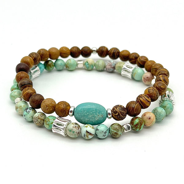 Modisches Herrenarmband aus Türkis und Jaspis