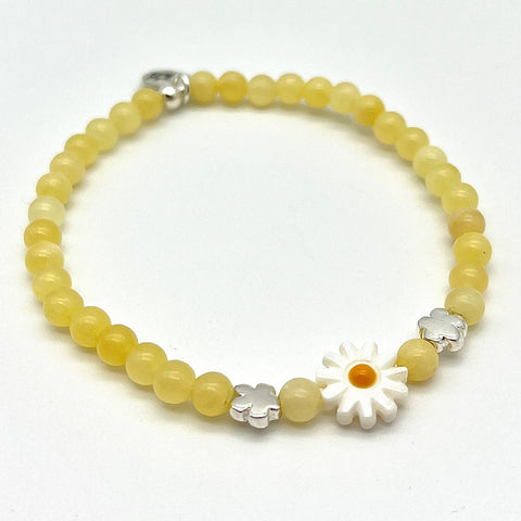 Calzit Armband mit Gänseblümchen