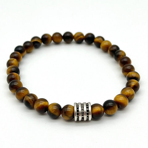 Herrenarmband aus Tigerauge mit 925 Sterling Silber
