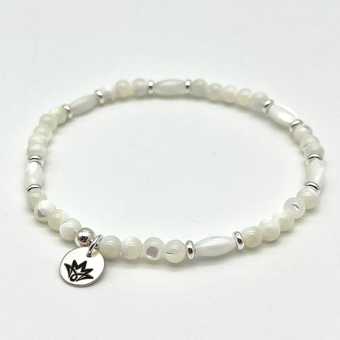 Armband aus Perlmutt und 925 Sterling Silber