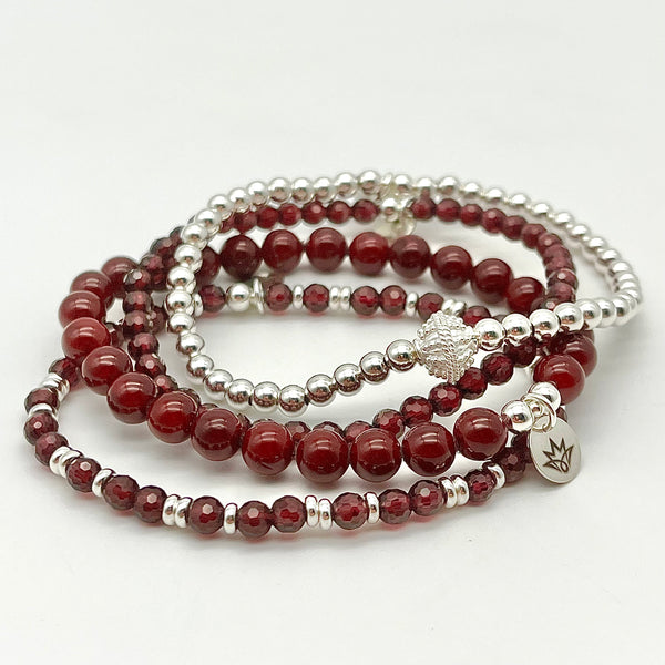 Muschelkern-Perlen Armband - weinrot