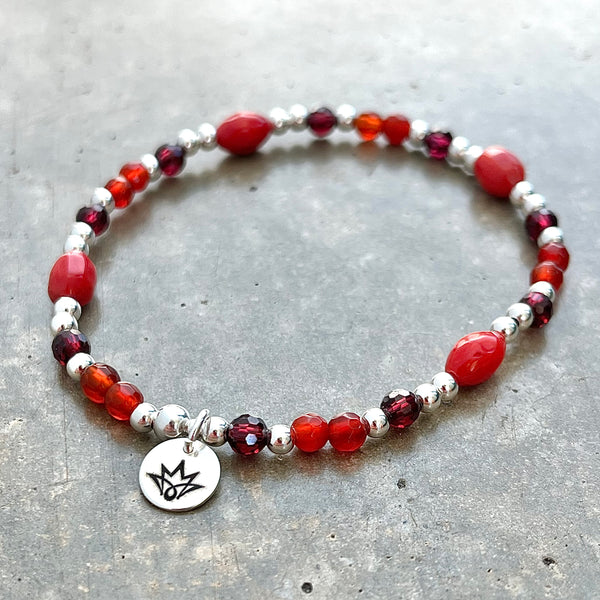 Granat Armband mit Achat und Koralle