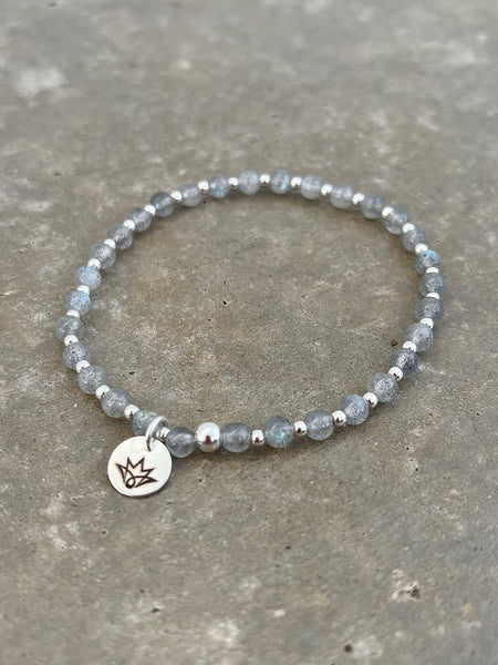 Labradorith Armband mit 925 Sterling Silber