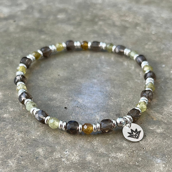 Grossular Armband mit Rauchquarz