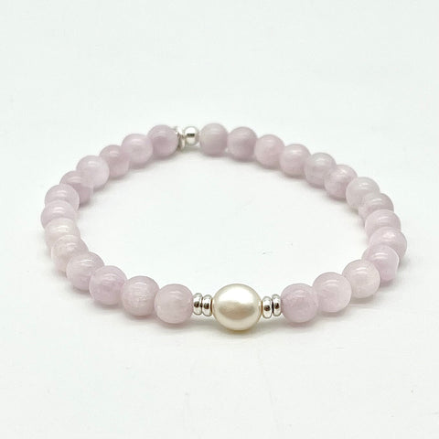 Kunzit Armband mit Süßwasser-Zuchtperle