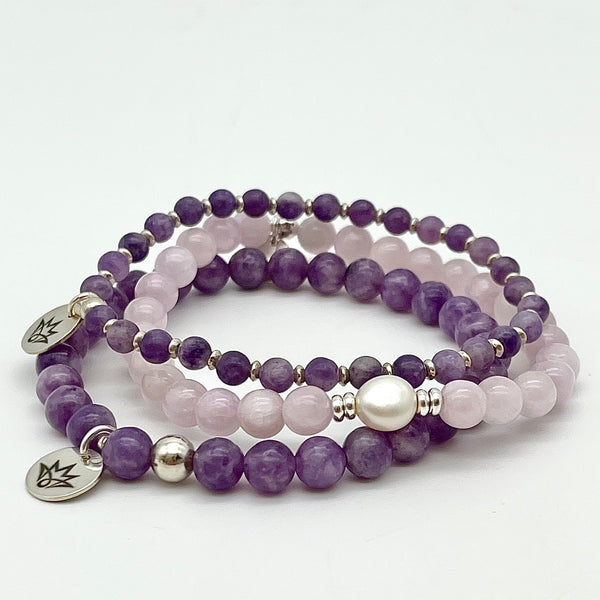 Kunzit Armband mit Süßwasser-Zuchtperle