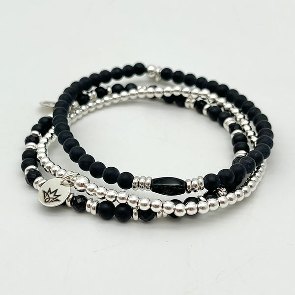 Onyx Armband mit Silber-Details
