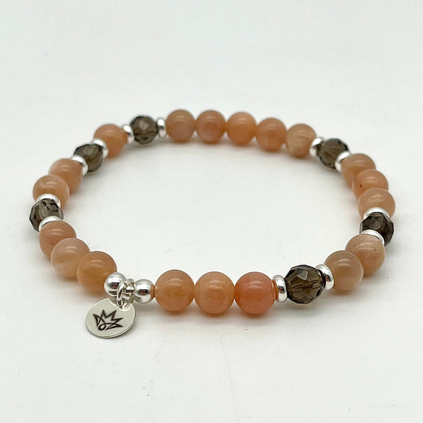 Mondstein Armband mit Rauchquarz