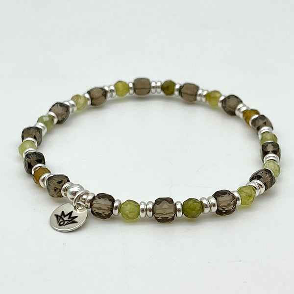 Grossular Armband mit Rauchquarz