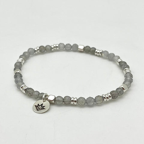 Labradorith Armband mit 925 Sterling Silber