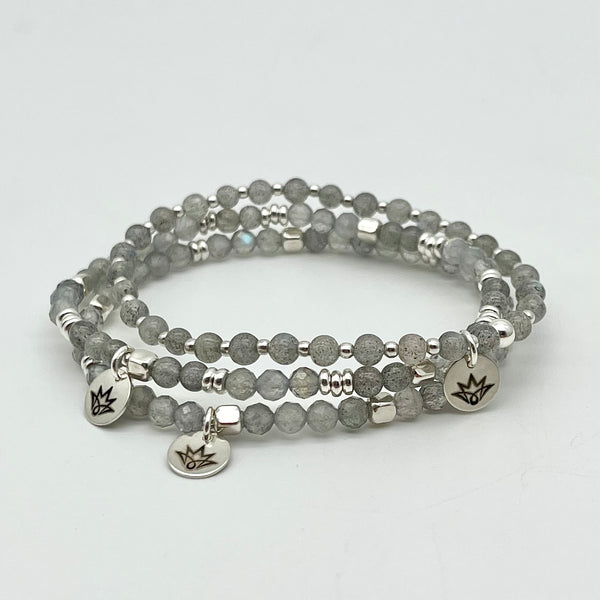 Labradorith Armband mit 925 Sterling Silber