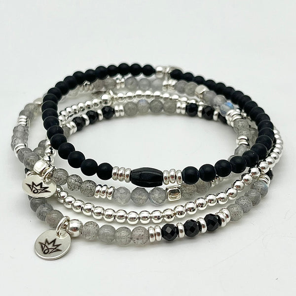 Labradorith Armband mit 925 Sterling Silber
