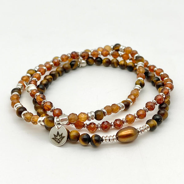 Hessonit Armband mit Tigerauge