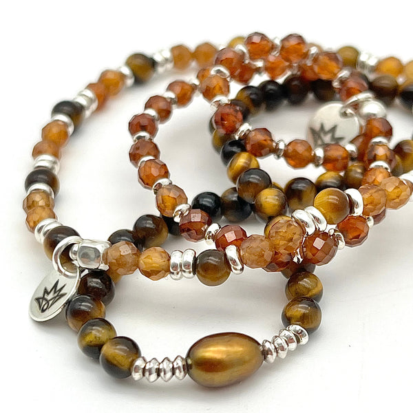 Hessonit Armband mit Tigerauge