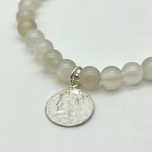 Mondstein Armband mit Münze