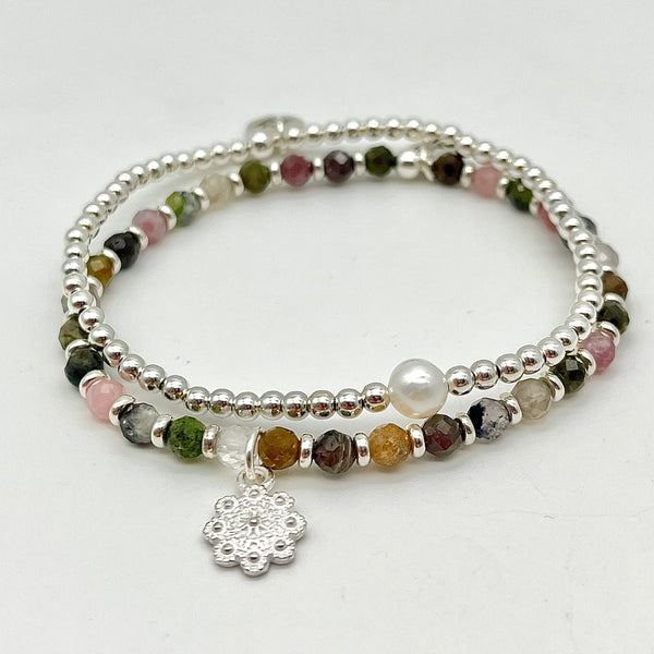 Turmalin Armband mit Blume