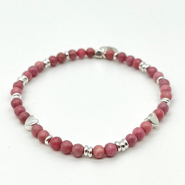 Rhodonit Armband mit Herzchen
