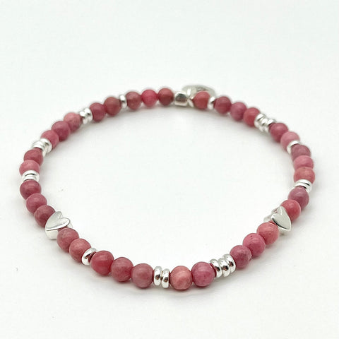 Rhodonit Armband mit Herzchen