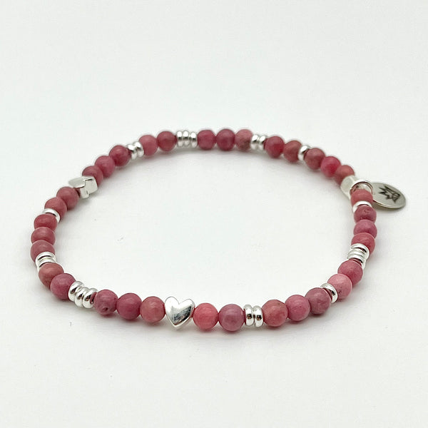 Rhodonit Armband mit Herzchen