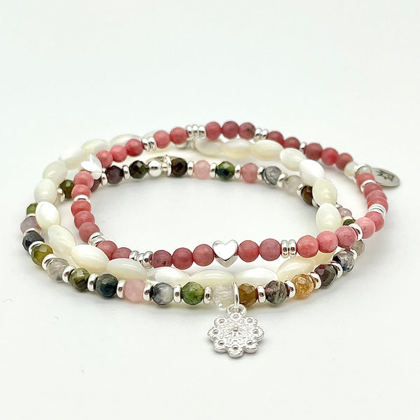 Rhodonit Armband mit Herzchen