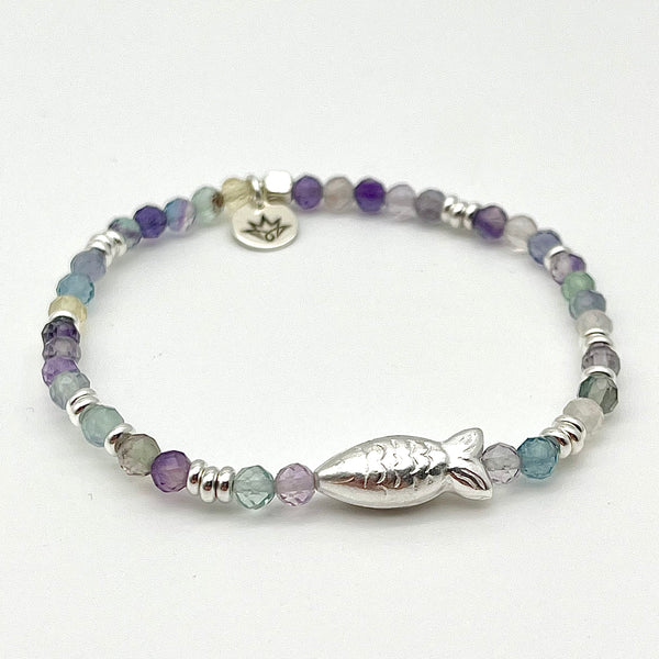 Fluorit Armband mit Fisch