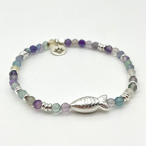 Fluorit Armband mit Fisch