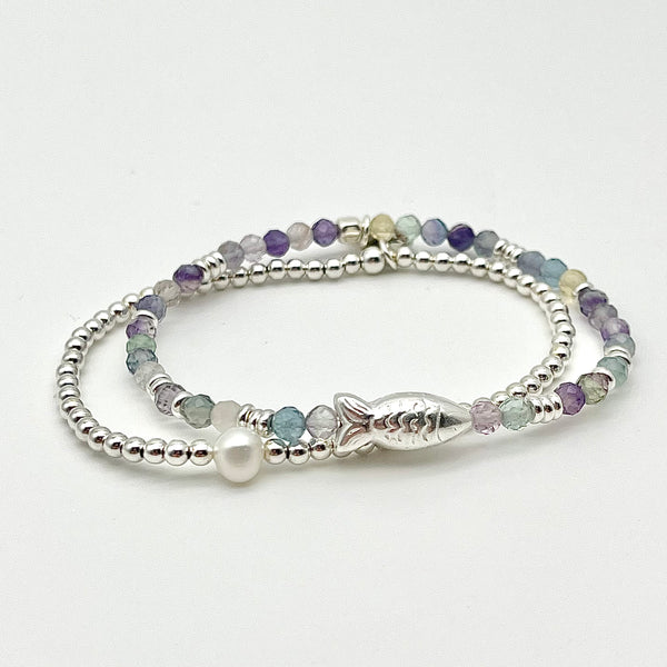Fluorit Armband mit Fisch