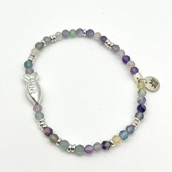 Fluorit Armband mit Fisch
