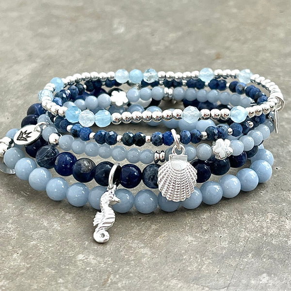 Sodalith Armband mit Seepferdchen