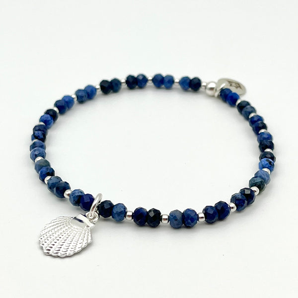 Dumortierit Armband mit Muschel