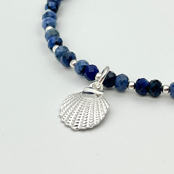 Dumortierit Armband mit Muschel