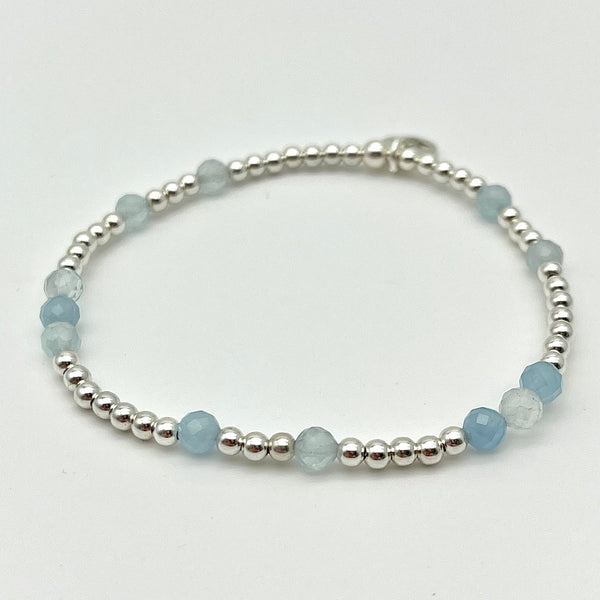Kugelarmband aus 925 Sterling Silber mit Aquamarin