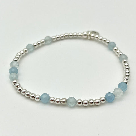 Kugelarmband aus 925 Sterling Silber mit Aquamarin