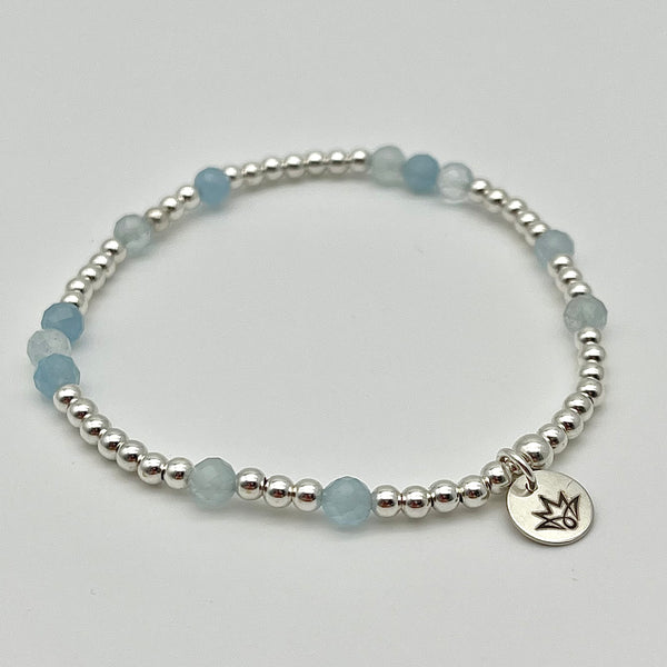 925 Sterling Silber Armband mit Aquamarin