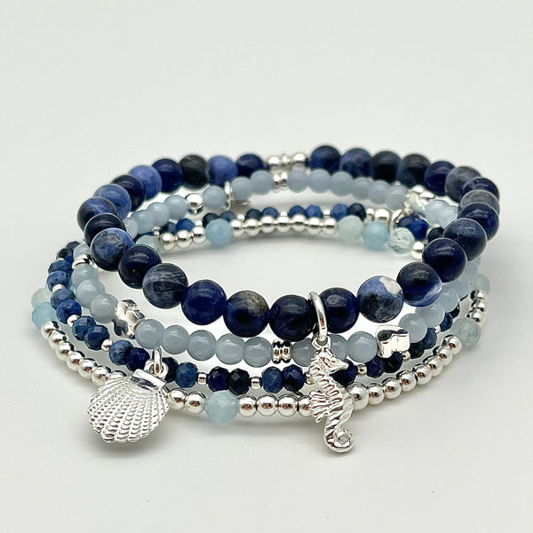 Sodalith Armband mit Seepferdchen