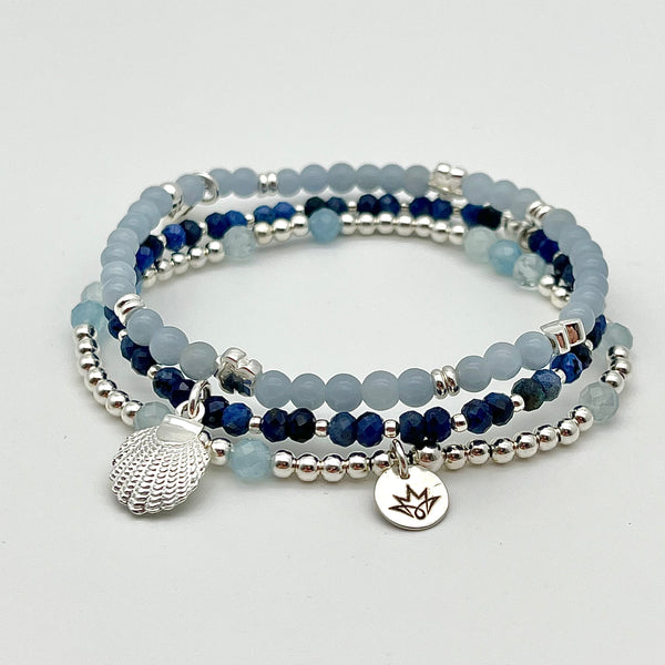 Kugelarmband aus 925 Sterling Silber mit Aquamarin