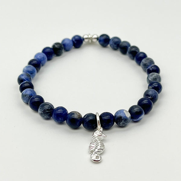 Sodalith Armband mit Seepferdchen