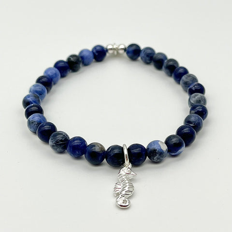 Sodalith Armband mit Seepferdchen