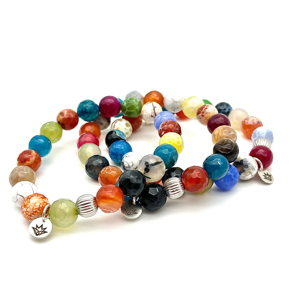 Buntes Schlangenachat-Armband