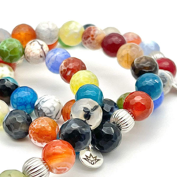 Buntes Schlangenachat-Armband